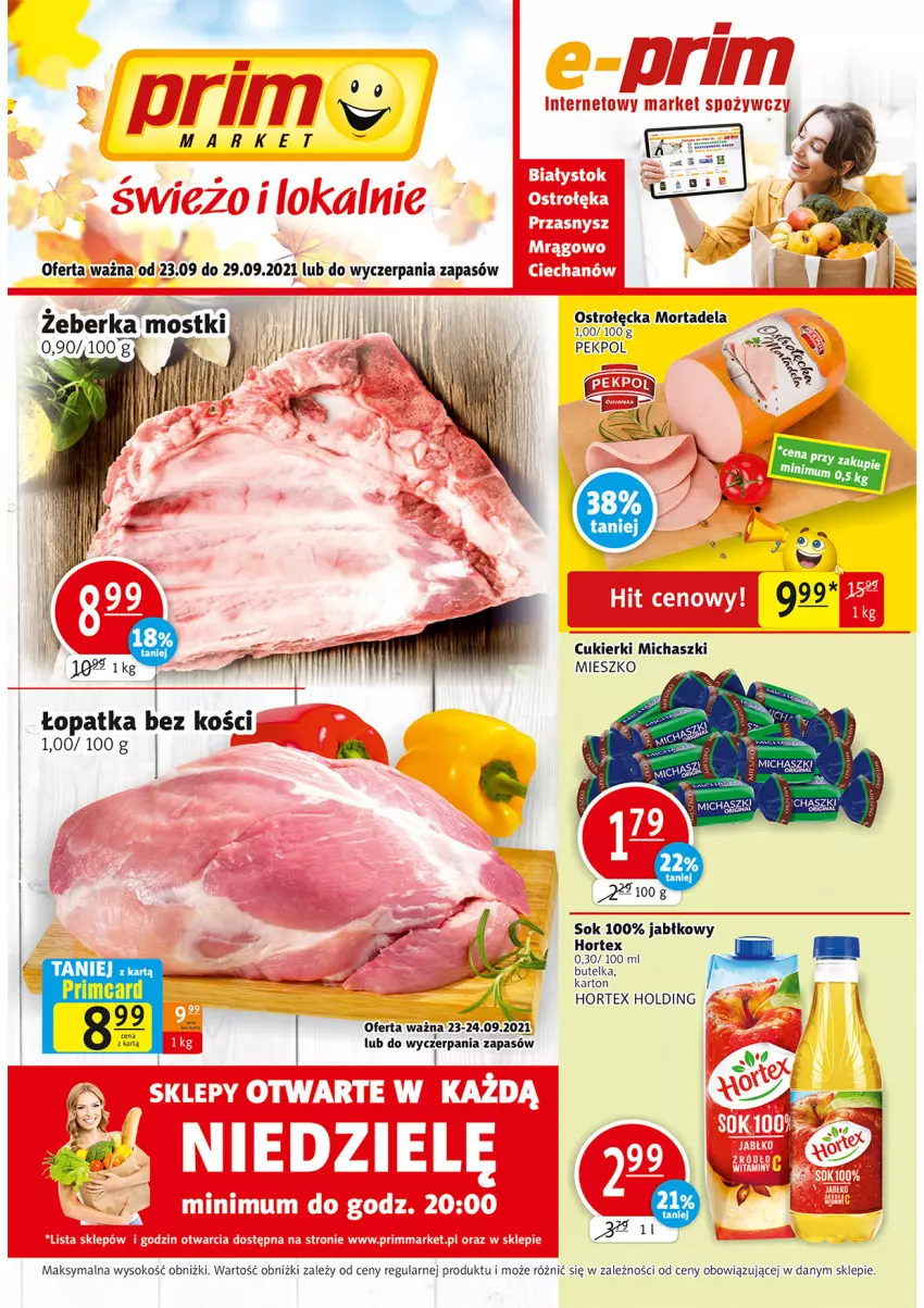 Gazetka promocyjna Prim Market - Gazetka - ważna 23.09 do 29.09.2021 - strona 1 - produkty: Cukier, Cukierki, Hortex, Pekpol, Sok