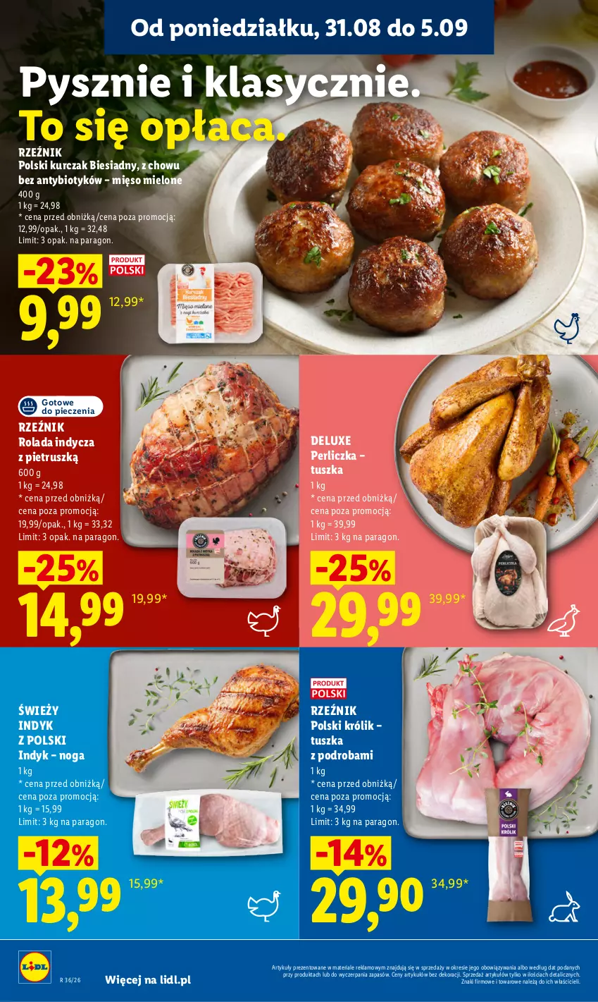Gazetka promocyjna Lidl - Gazetka ważna od 31.08 do 2.09 - ważna 31.08 do 02.09.2026 - strona 50 - produkty: Królik, Kurczak, Mięso, Mięso mielone, Perliczka, Piec, Rolada, Tusz