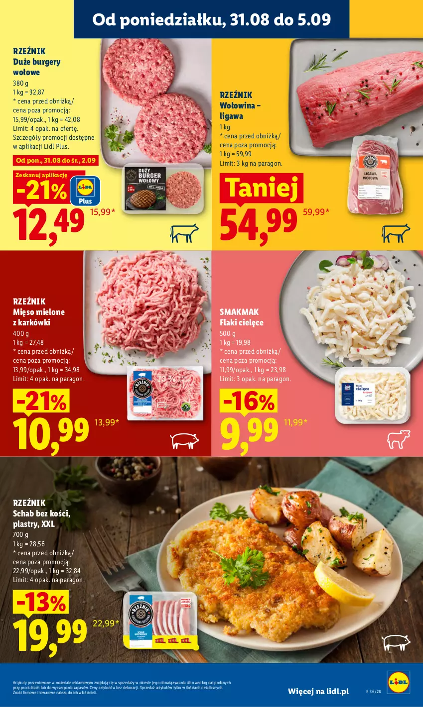 Gazetka promocyjna Lidl - Gazetka ważna od 31.08 do 2.09 - ważna 31.08 do 02.09.2026 - strona 51 - produkty: Burger, Flaki, Mięso, Mięso mielone, Schab bez kości, Wołowina