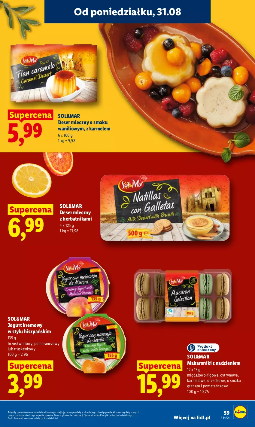 Gazetka promocyjna Lidl - Gazetka ważna od 31.08 do 2.09 - ważna 31.08 do 02.09.2026 - strona 59 - produkty: Deser, Deser mleczny, Gra, Granat, Jogurt, Makaron, Ser
