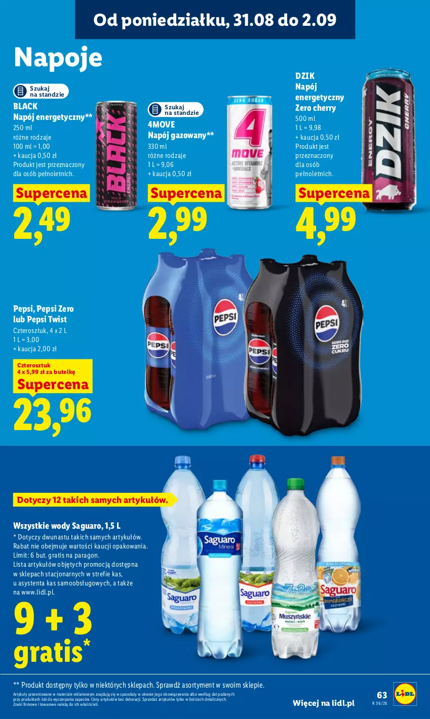 Gazetka promocyjna Lidl - Gazetka ważna od 31.08 do 2.09 - ważna 31.08 do 02.09.2026 - strona 63 - produkty: Gra, Lack, Napój, Napój energetyczny, Napój gazowany, Napoje, Pepsi
