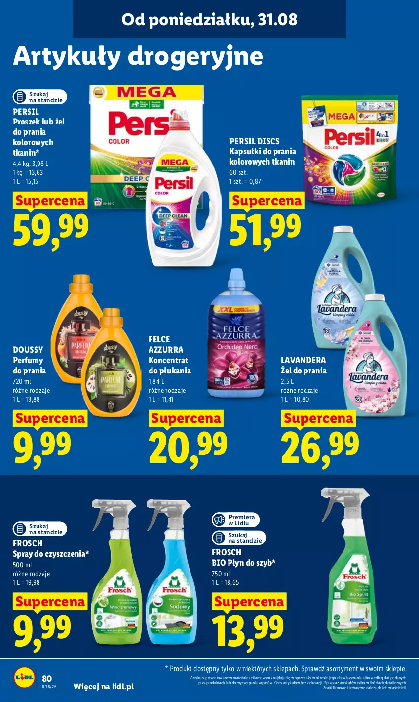 Gazetka promocyjna Lidl - Gazetka ważna od 31.08 do 2.09 - ważna 31.08 do 02.09.2026 - strona 82 - produkty: Frosch, Kapsułki do prania, Perfum, Persil, Płyn do szyb, Spray do czyszczenia