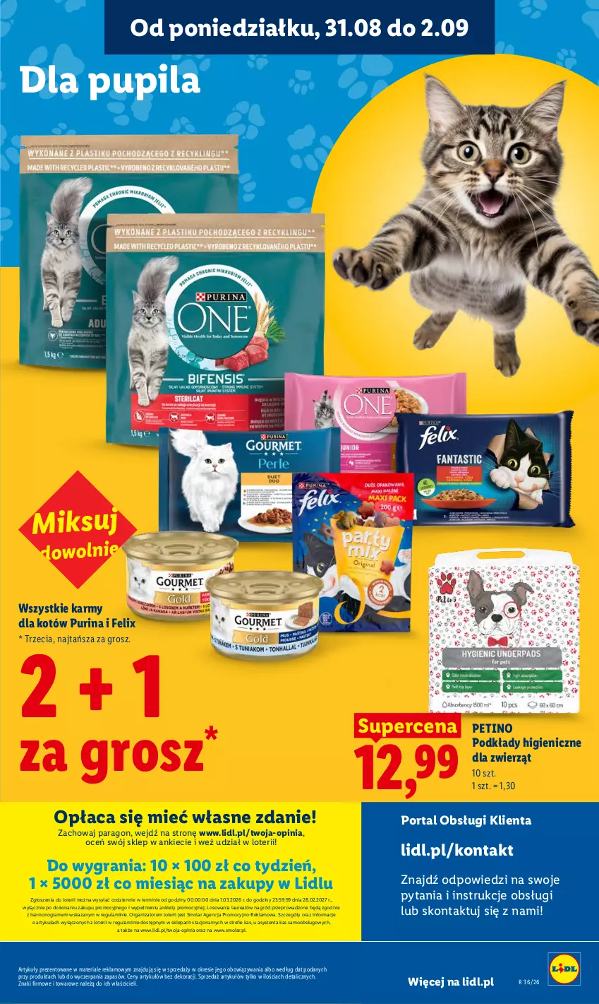 Gazetka promocyjna Lidl - Gazetka ważna od 31.08 do 2.09 - ważna 31.08 do 02.09.2026 - strona 85 - produkty: Felix, Gra, Laur, Mola, Podkład, Por, Portal, Pur, Purina