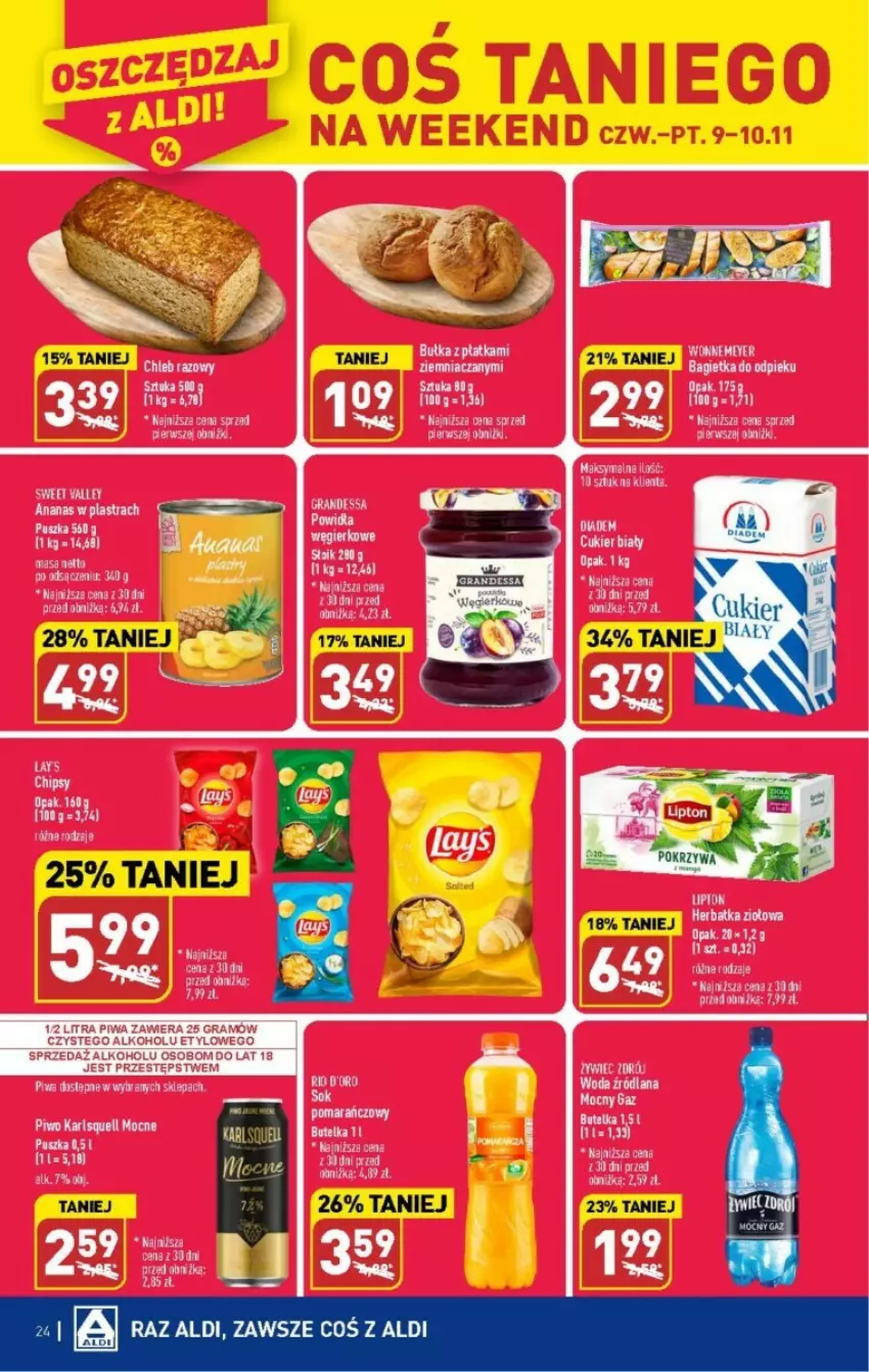 Gazetka promocyjna Aldi - ważna 06.11 do 10.11.2023 - strona 17 - produkty: Bagietka, Bułka, Chleb, Cukier, Duda, Gra, Karlsquell, LANA, Mus, Piwa, Piwo, Woda