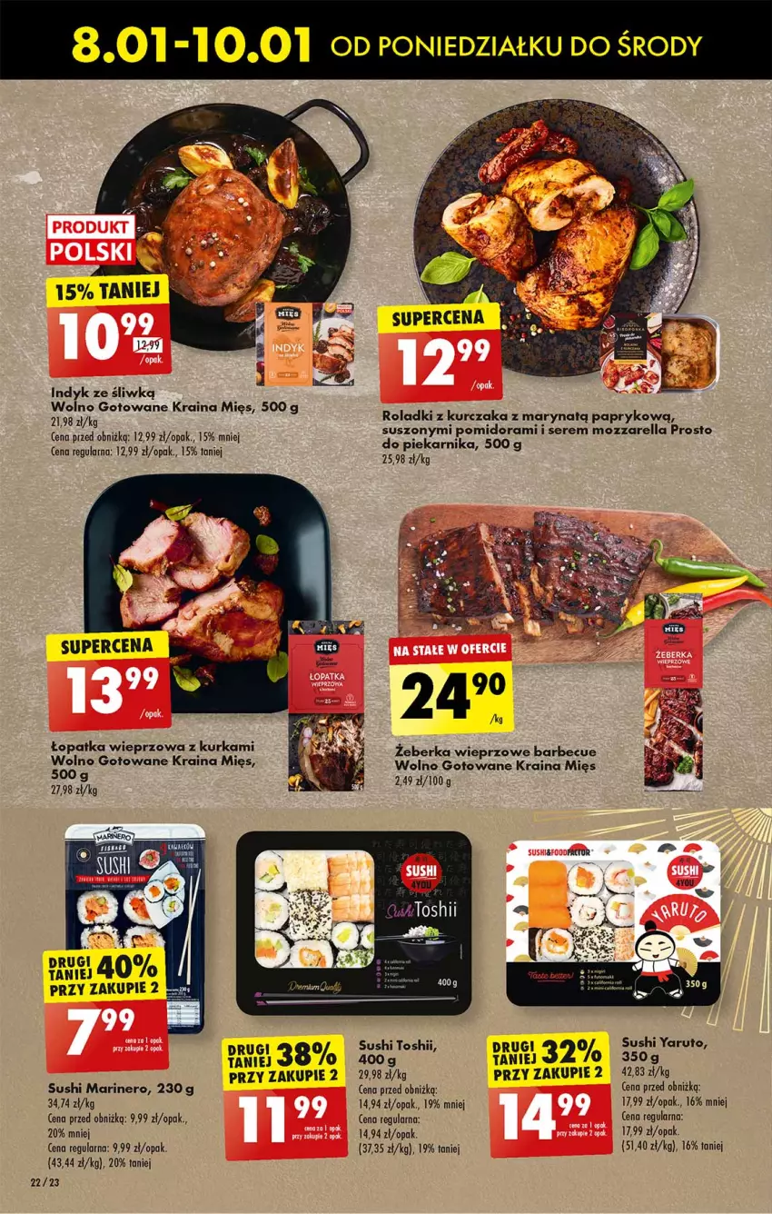 Gazetka promocyjna Biedronka - Od poniedzialku - ważna 08.01 do 13.01.2024 - strona 26 - produkty: Kurczak, Mozzarella, Piekarnik, Roladki z kurczaka, Ser, Sushi