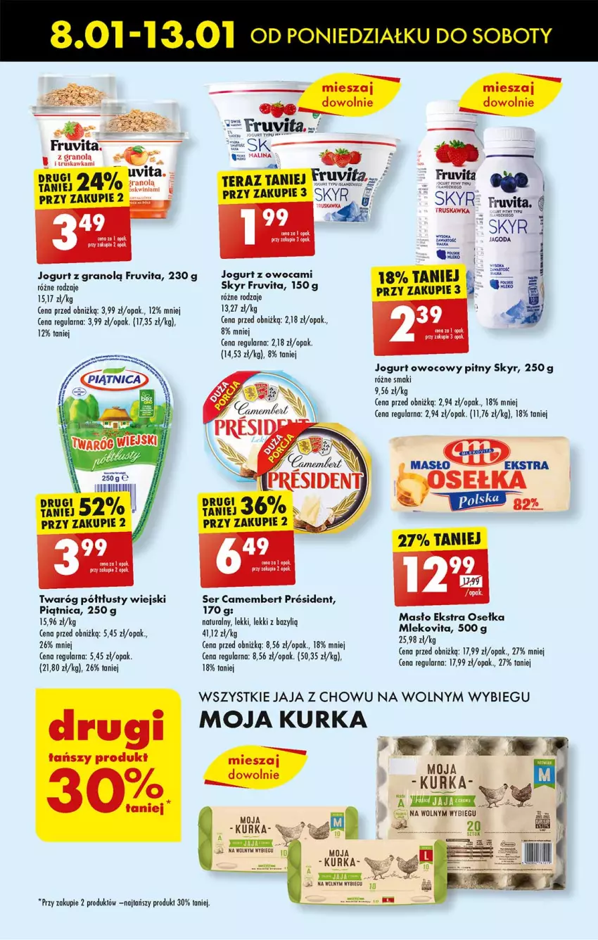 Gazetka promocyjna Biedronka - Od poniedzialku - ważna 08.01 do 13.01.2024 - strona 31 - produkty: Bazyl, Camembert, Fa, Gra, Jaja, Jogurt, Jogurt owocowy, Masło, Mleko, Mlekovita, Ser, Tera, Twaróg, Twaróg półtłusty