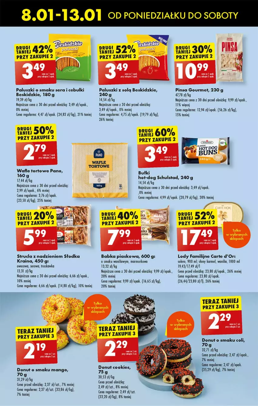 Gazetka promocyjna Biedronka - Od poniedzialku - ważna 08.01 do 13.01.2024 - strona 43 - produkty: Babka, Beskidzki, Carte d'Or, Donut, Fa, Lody, Mango, Ser, Strucla, Tera, Wafle, Wafle tortowe