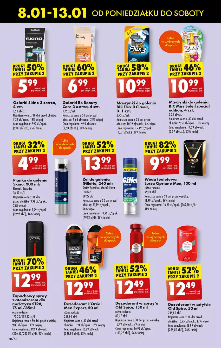 Gazetka promocyjna Biedronka - Od poniedzialku - ważna 08.01 do 13.01.2024 - strona 54 - produkty: Be Be, BIC, Dezodorant, Gillette, Mach3, Old Spice, Pianka do golenia, Ser, Str8, Woda, Woda toaletowa