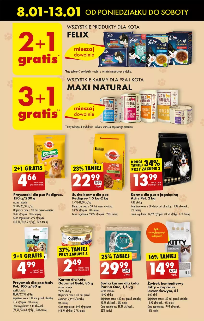 Gazetka promocyjna Biedronka - Od poniedzialku - ważna 08.01 do 13.01.2024 - strona 59 - produkty: Felix, Gourmet Gold, LG, Pedigree, Por, Przysmak dla psa, Przysmaki, Pur, Purina, Sos, Sucha karma