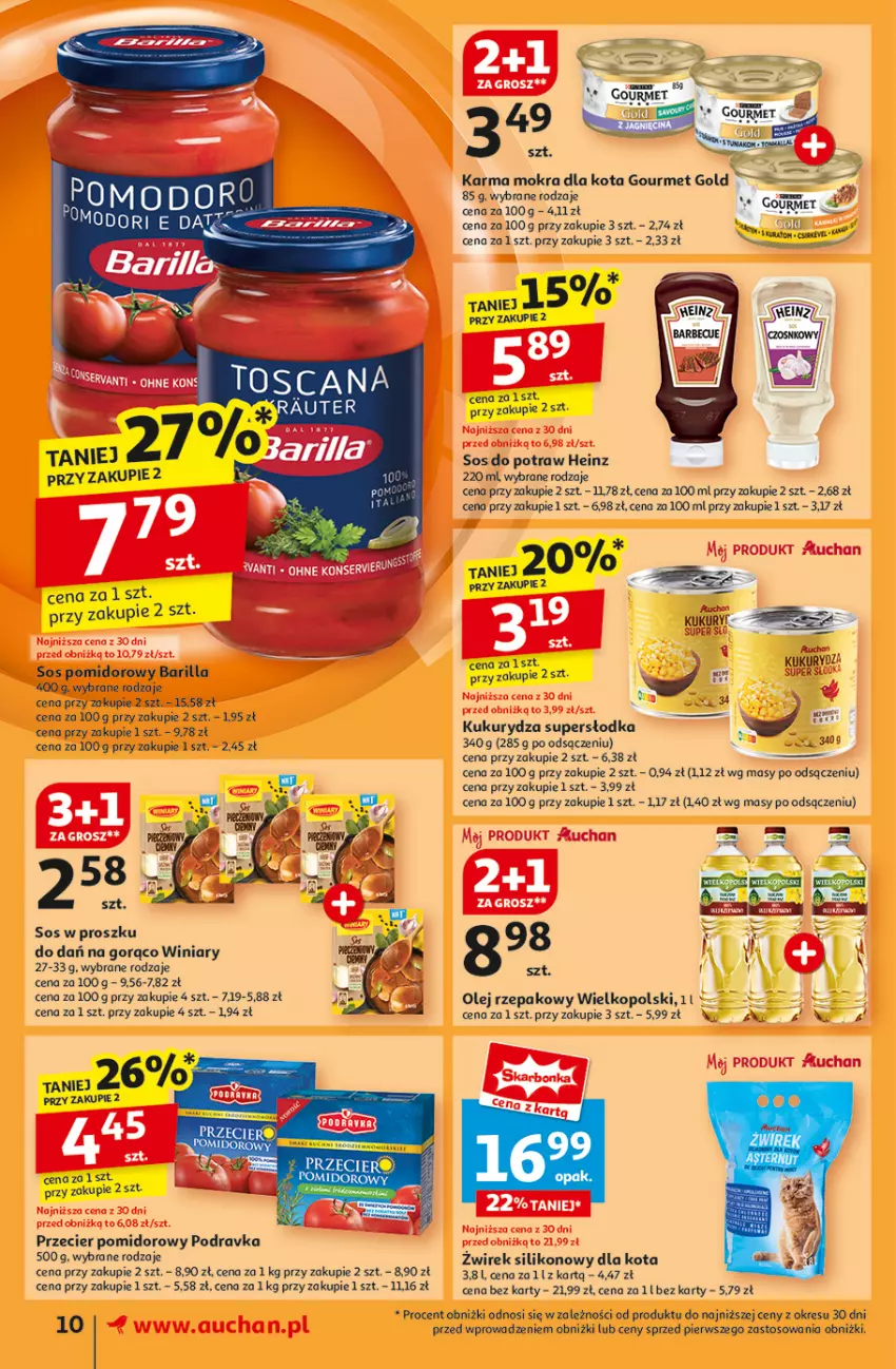 Gazetka promocyjna Auchan - Gazetka Pewność Niskich Cen Supermarket Auchan - ważna 07.11 do 13.11.2024 - strona 12 - produkty: Barilla, Gourmet Gold, Heinz, Kukurydza, Olej, Olej rzepakowy, Podravka, Sos, Sos pomidorowy, Winiary