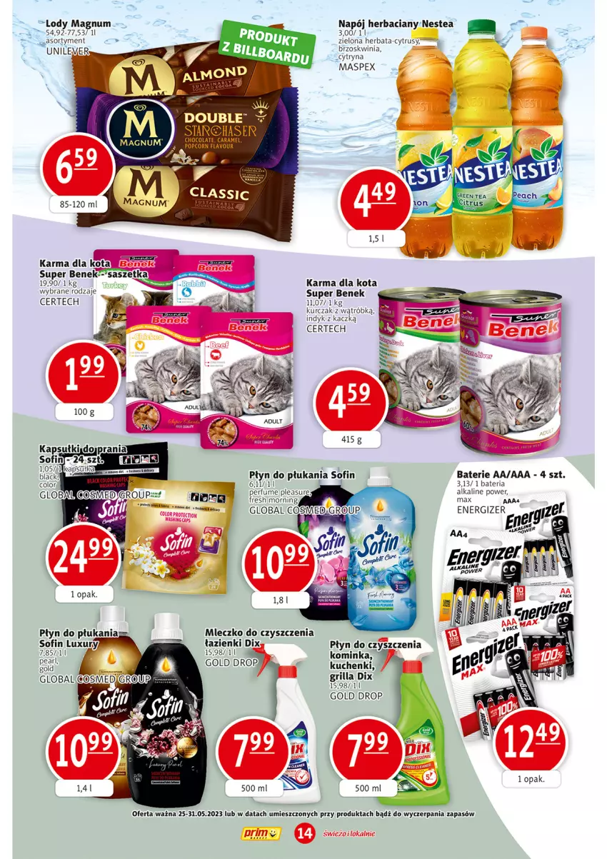 Gazetka promocyjna Prim Market - ważna 25.05 do 31.05.2023 - strona 14 - produkty: Bateria, Energizer, Grill, Herbata, Inka, Kurczak, Lody, Mleczko, Napój, Nestea, Perfum, Płyn do płukania, Popcorn, Ser, Super Benek