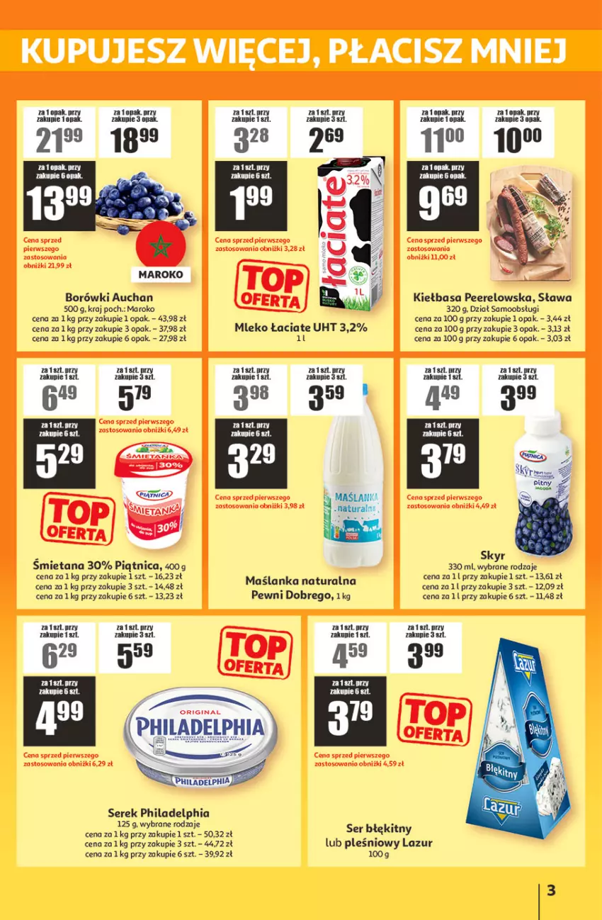 Gazetka promocyjna Auchan - Gazetka ATAC Hiper Discount - ważna 21.05 do 10.06.2026 - strona 3 - produkty: Fa, Kiełbasa, Lazur, Maślanka, Mleko, Philadelphia, Piątnica, Ser, Serek