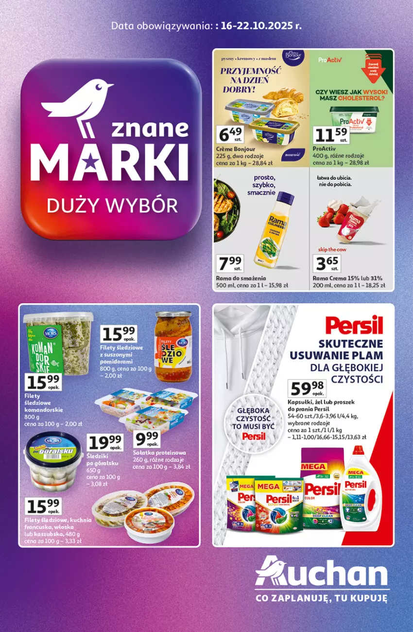 Gazetka promocyjna Auchan - Gazetka Znane marki duży wybór Hipermarket Auchan - ważna 16.10 do 22.10.2025 - strona 1 - produkty: BIC, Mus, Persil, Proszek do prania, Rama