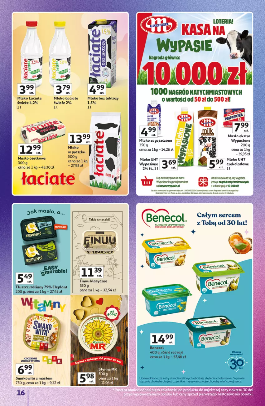 Gazetka promocyjna Auchan - Gazetka Znane marki duży wybór Hipermarket Auchan - ważna 16.10 do 22.10.2025 - strona 16 - produkty: Benecol, Finuu, Gra, Masło, Mleko, Mleko zagęszczone, Ser, Smakowita, Sok, Tłuszcz roślinny