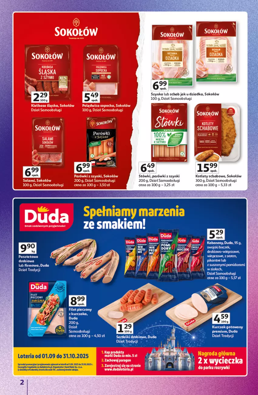 Gazetka promocyjna Auchan - Gazetka Znane marki duży wybór Hipermarket Auchan - ważna 16.10 do 22.10.2025 - strona 2 - produkty: Boczek, Duda, Kabanos, Kotlet, Parówki, Parówki z szynki, Pasztet, Piec, Ser, Sok, Sokołów, Szynka