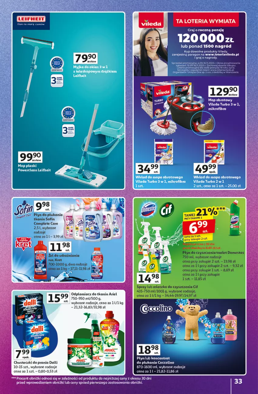 Gazetka promocyjna Auchan - Gazetka Znane marki duży wybór Hipermarket Auchan - ważna 16.10 do 22.10.2025 - strona 33 - produkty: Ariel, Chusteczki, Chusteczki do prania, Coccolino, Gra, Mop, Odplamiacz, Teleskop, Vileda, Wkład do mopa
