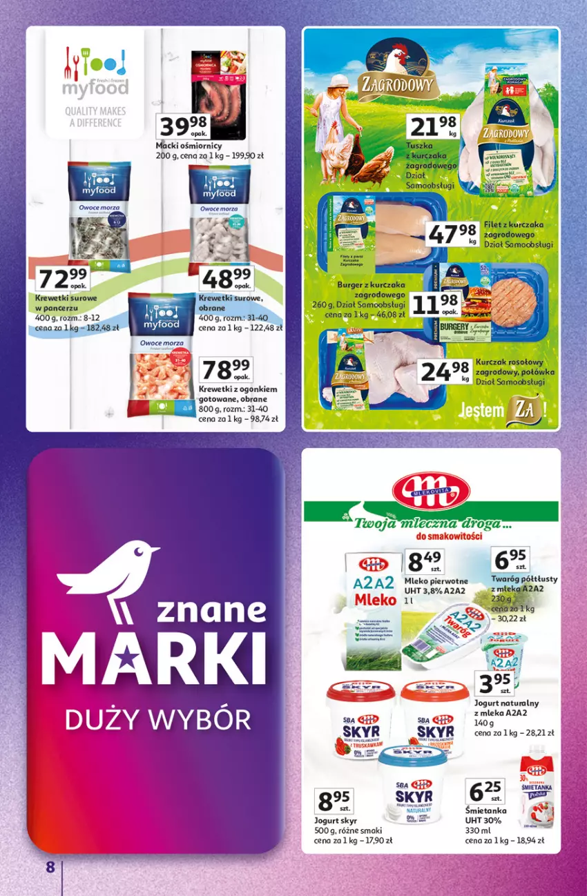 Gazetka promocyjna Auchan - Gazetka Znane marki duży wybór Hipermarket Auchan - ważna 16.10 do 22.10.2025 - strona 8 - produkty: Jogurt, Jogurt naturalny, Krewetki, Miecz, Ser, Twaróg, Twaróg półtłusty