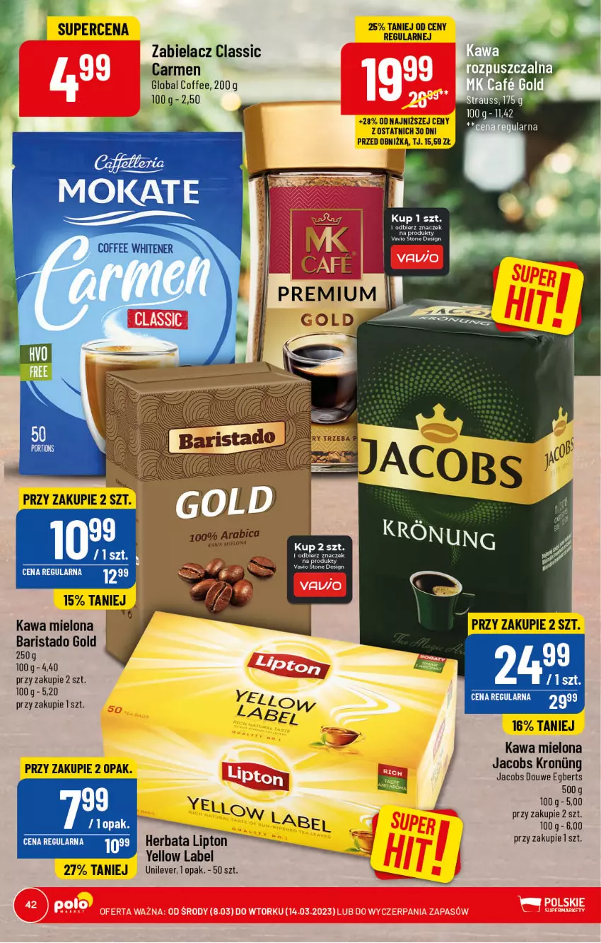 Gazetka promocyjna PoloMarket - Gazetka pomocyjna - ważna 08.03 do 14.03.2023 - strona 42 - produkty: BIC, Herbata, Jacobs, Kawa, Kawa mielona, Laur, Lipton