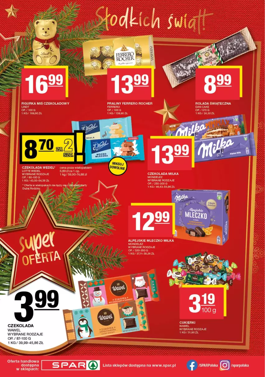 Gazetka promocyjna Spar - Spar - ważna 09.12 do 19.12.2024 - strona 12 - produkty: Czekolada, Ferrero, Ferrero Rocher, Milka, Mleczko, Praliny