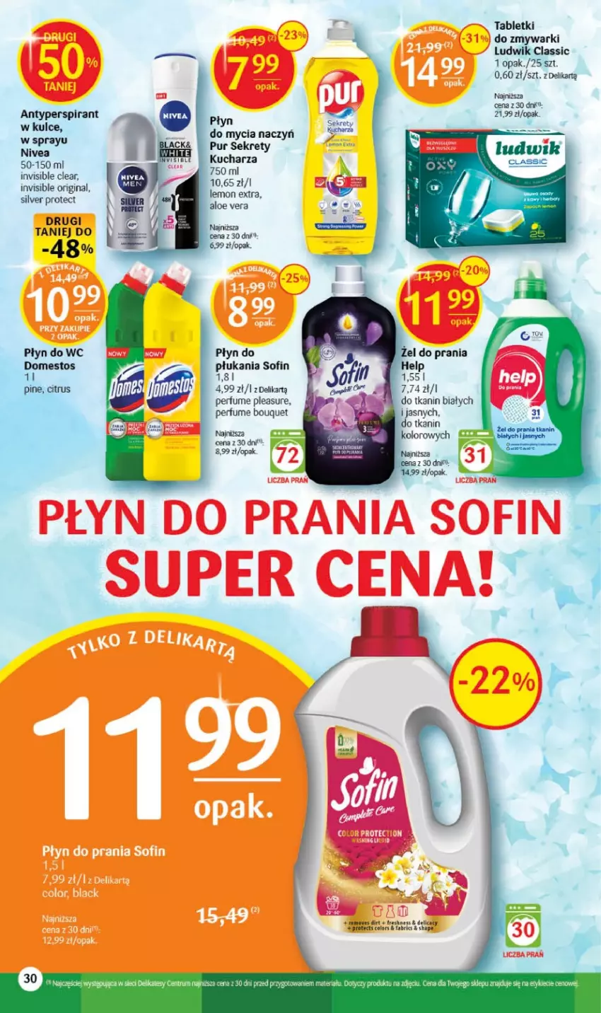 Gazetka promocyjna Delikatesy Centrum - Gazetka DC31 v.2 - ważna 10.08 do 16.08.2023 - strona 30 - produkty: Do mycia naczyń, Domestos, Fa, Gin, Kret, Ludwik, Perfum, Płyn do wc, Pur, Rum, Tablet, Tabletki do zmywarki, Zmywarki