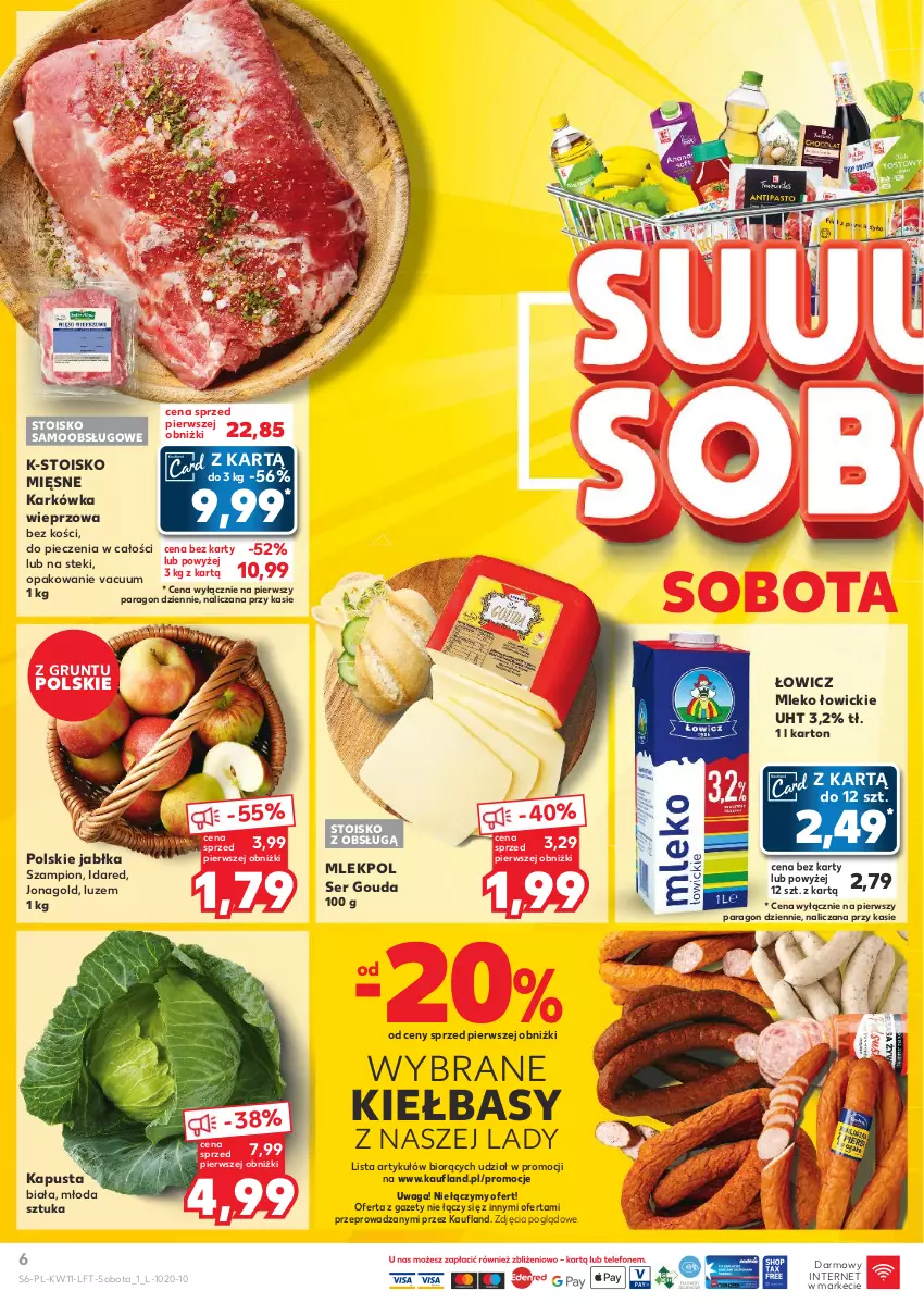 Gazetka promocyjna Kaufland - Gazetka tygodnia - ważna 14.03 do 20.03.2024 - strona 6 - produkty: Gouda, Grunt, Jabłka, Jonagold, Karkówka wieprzowa, Mleko, Piec, Ser, Stek, Szampion, Waga