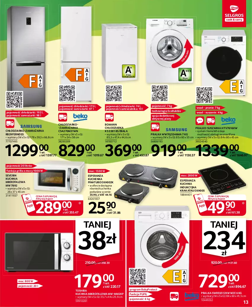 Gazetka promocyjna Selgros - Oferta przemysłowa - ważna 15.04 do 28.04.2021 - strona 13 - produkty: Chłodziarka, Fa, Gra, Grill, Kuchnia, Pralka, Pralko-suszarka, Smartfon, Suszarka, Toshiba, Zamrażarka