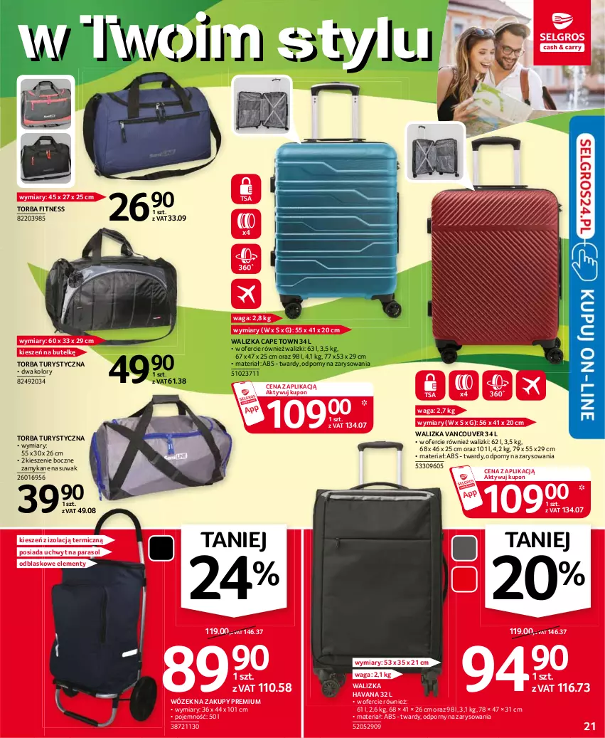 Gazetka promocyjna Selgros - Oferta przemysłowa - ważna 15.04 do 28.04.2021 - strona 21 - produkty: Parasol, Por, Torba, Waga, Walizka, Wózek, Wózek na zakupy