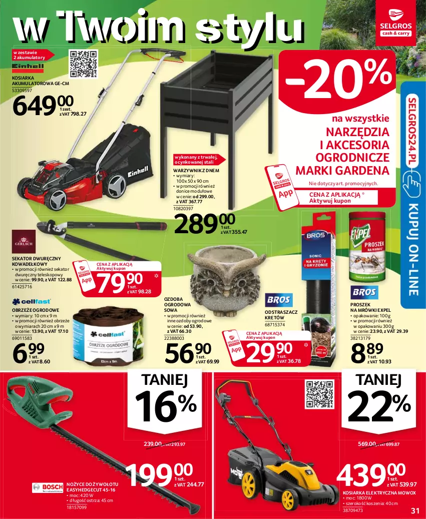 Gazetka promocyjna Selgros - Oferta przemysłowa - ważna 15.04 do 28.04.2021 - strona 31 - produkty: Akumulator, Cynk, Kosiarka, Kosz, Kret, Noż, Nożyce, Ozdoba, Sekator, Teleskop