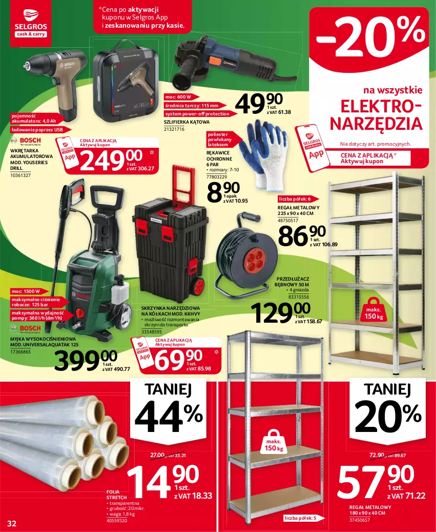 Gazetka promocyjna Selgros - Oferta przemysłowa - ważna 15.04 do 28.04.2021 - strona 32 - produkty: Akumulator, Koc, LG, Por, Regał, Regał metalowy, Rękawice, Rękawice ochronne, Ser, Skrzynka narzędziowa, Sok, Sport, Szlifierka, Szlifierka kątowa, Tarka, Tran, Waga, Wkręt, Wkrętarka