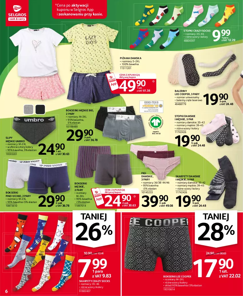 Gazetka promocyjna Selgros - Oferta przemysłowa - ważna 15.04 do 28.04.2021 - strona 6 - produkty: Baleriny, Bokserki, Figi, Karp, LG, Piżama, Ser, Slipy, Top, Wełna