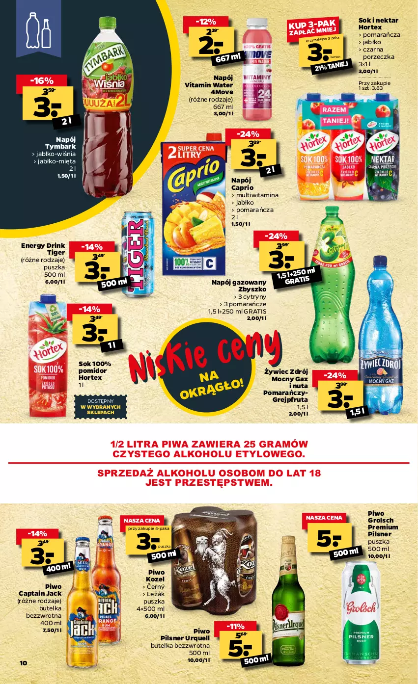 Gazetka promocyjna Netto - Gazetka spożywcza - ważna 08.03 do 13.03.2021 - strona 10 - produkty: Captain Jack, Cytryny, Gra, Grejpfrut, Hortex, Kozel, Mięta, Napój, Napój gazowany, Nektar, Pilsner Urquell, Piwa, Piwo, Pomarańcze, Por, Sok, Tiger, Tymbark