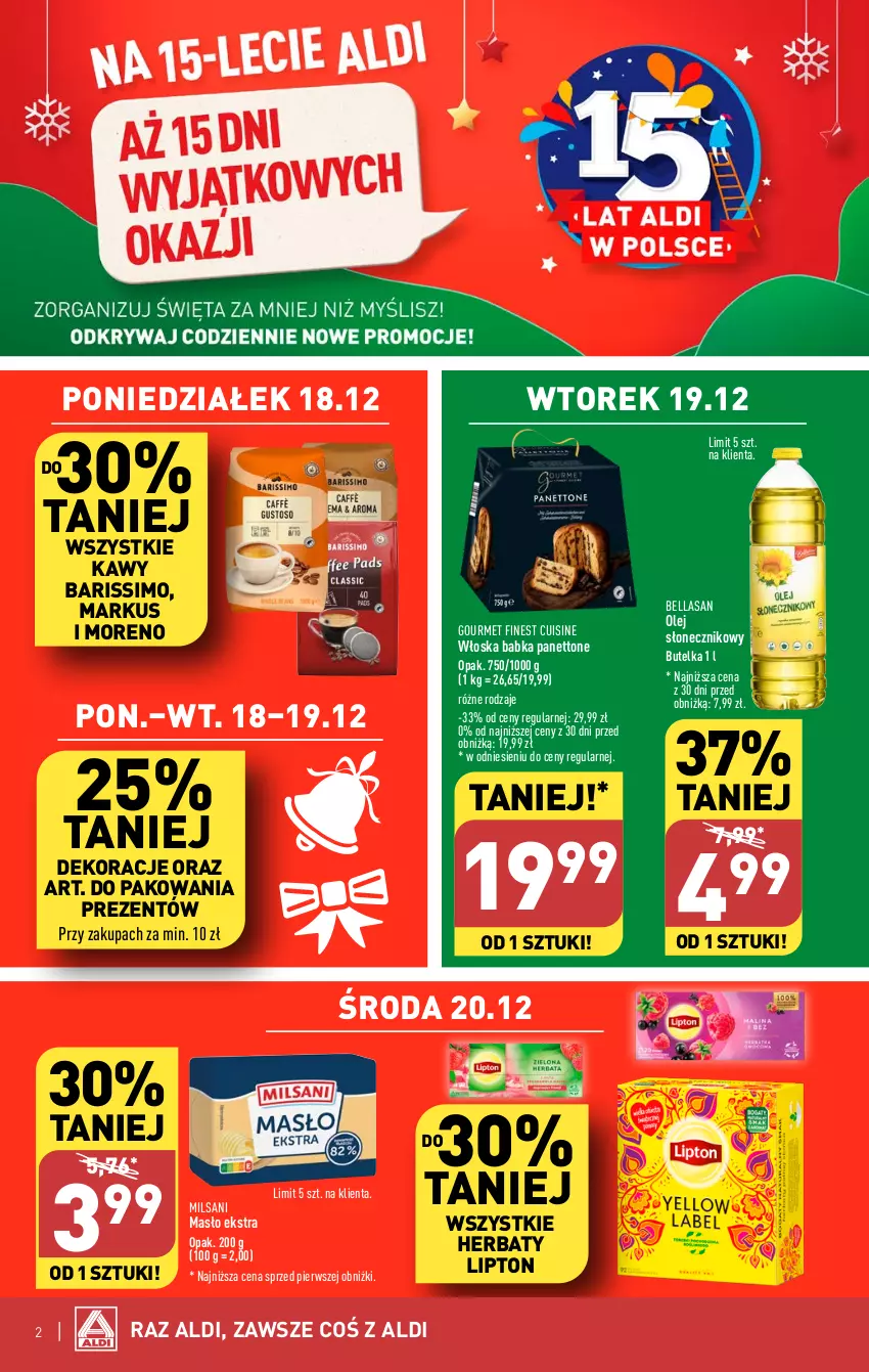 Gazetka promocyjna Aldi - Pełna oferta - ważna 18.12 do 23.12.2023 - strona 2 - produkty: Babka, Bell, Bella, Lipton, Masło, Olej, Olej słonecznikowy