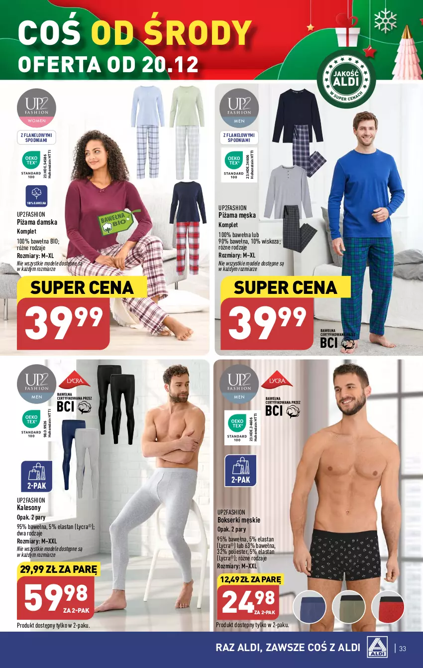 Gazetka promocyjna Aldi - Pełna oferta - ważna 18.12 do 23.12.2023 - strona 33 - produkty: Bokserki, Fa, Kalesony, Piżama, Ser, Sony, Wełna