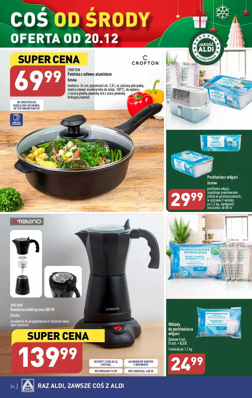 Gazetka promocyjna Aldi - Pełna oferta - ważna 18.12 do 23.12.2023 - strona 36 - produkty: Kawiarka, LG, Patelnia, Piekarnik, Pochłaniacz wilgoci