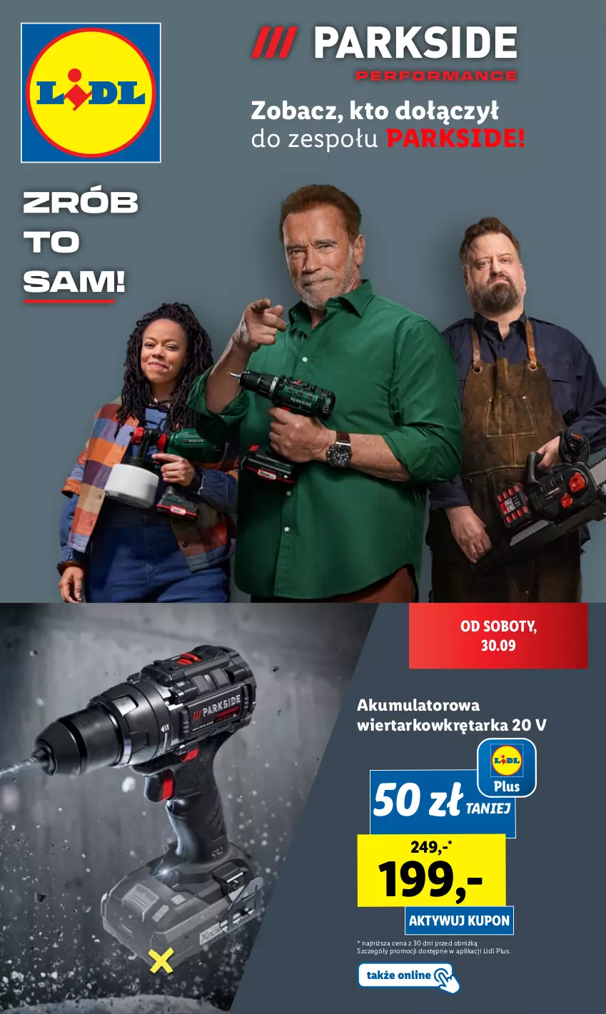 Gazetka promocyjna Lidl - GAZETKA - ważna 30.09 do 30.09.2023 - strona 1 - produkty: Akumulator, Akumulatorowa wiertarkowkrętark, Parkside, Tarka, Wiertarkowkrętarka, Wkręt, Wkrętarka