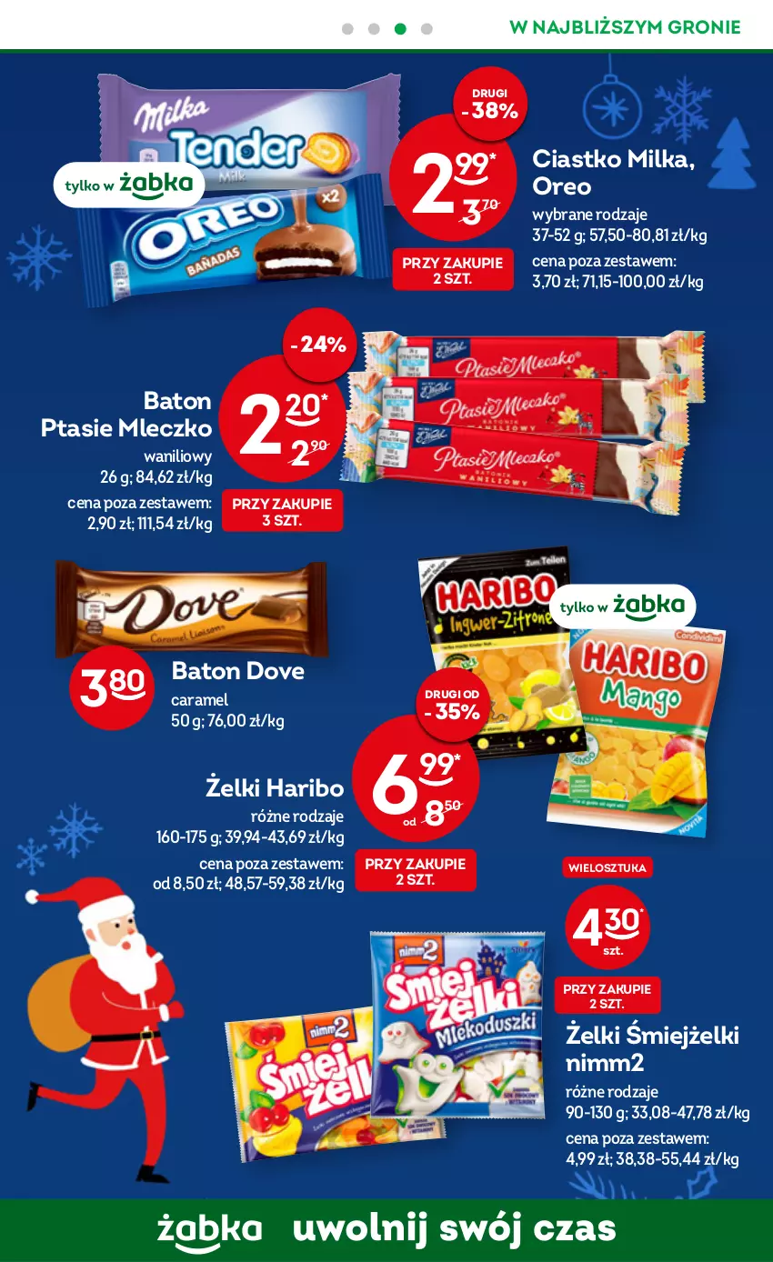 Gazetka promocyjna Żabka - ważna 21.12.2022 do 03.01.2023 - strona 8 - produkty: Baton, Dove, Haribo, JBL, Milka, Mleczko, Nimm2, Oreo, Ptasie mleczko