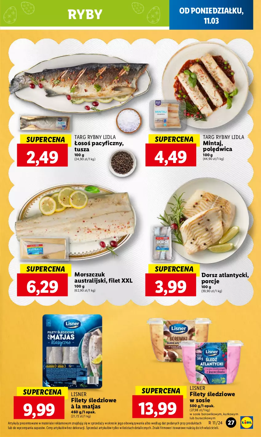 Gazetka promocyjna Lidl - GAZETKA - ważna 11.03 do 13.03.2024 - strona 33 - produkty: Dorsz, Lisner, Matjas, Mintaj, Polędwica, Por, Sos, Tusz, Wiko