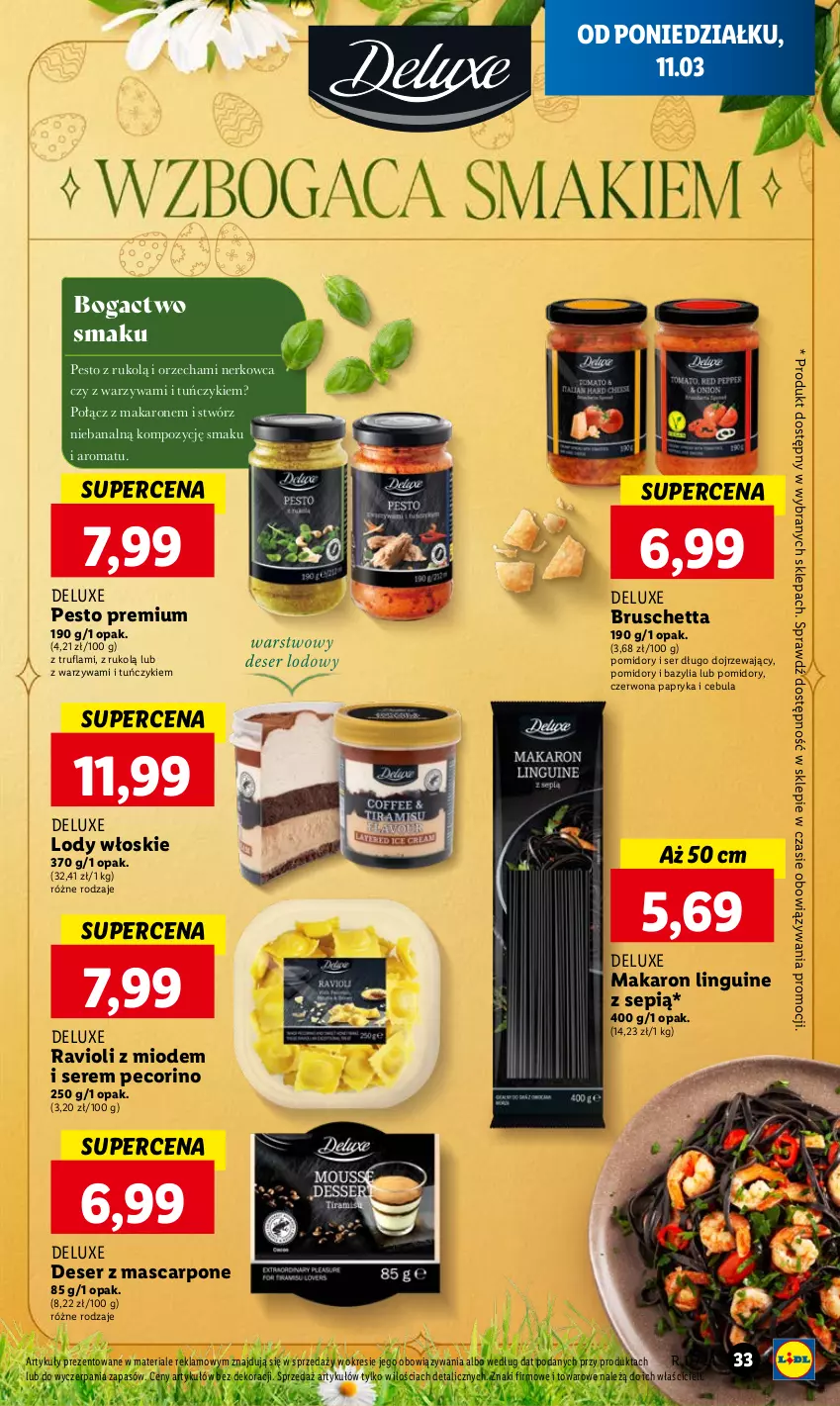 Gazetka promocyjna Lidl - GAZETKA - ważna 11.03 do 13.03.2024 - strona 41 - produkty: Bazyl, Bazylia, Cebula, Deser, Lody, Makaron, Mascarpone, Papryka, Pecorino, Pesto, Pomidory, Ser, Tuńczyk, Warzywa