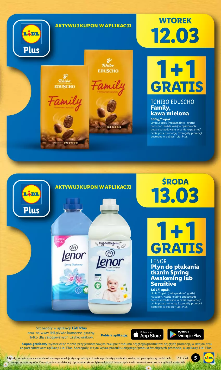 Gazetka promocyjna Lidl - GAZETKA - ważna 11.03 do 13.03.2024 - strona 5 - produkty: Fa, Gra, Kawa, Kawa mielona, Lenor, Olej, Płyn do płukania, Prześcieradło, Tchibo