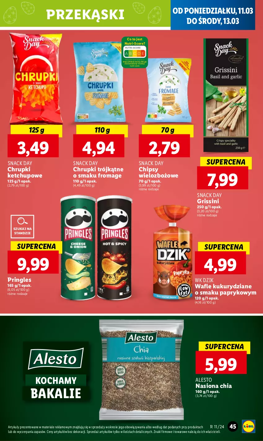 Gazetka promocyjna Lidl - GAZETKA - ważna 11.03 do 13.03.2024 - strona 53 - produkty: Chia, Chipsy, Chrupki, Grissini, Ketchup, Koc, O nas, Pringles, Wafle, Wazon