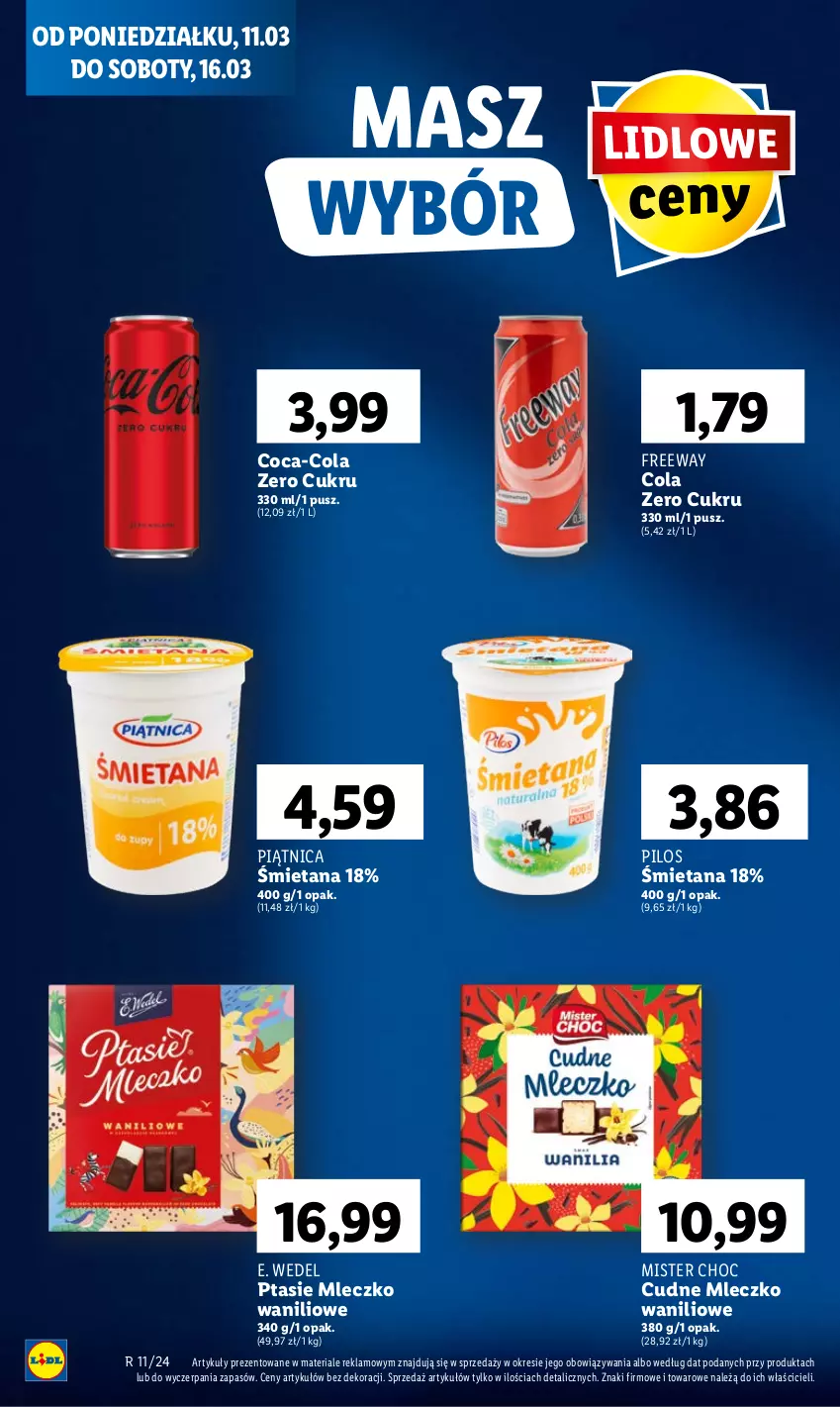 Gazetka promocyjna Lidl - GAZETKA - ważna 11.03 do 13.03.2024 - strona 60 - produkty: Coca-Cola, E. Wedel, Mleczko, Piątnica, Pilos, Ptasie mleczko