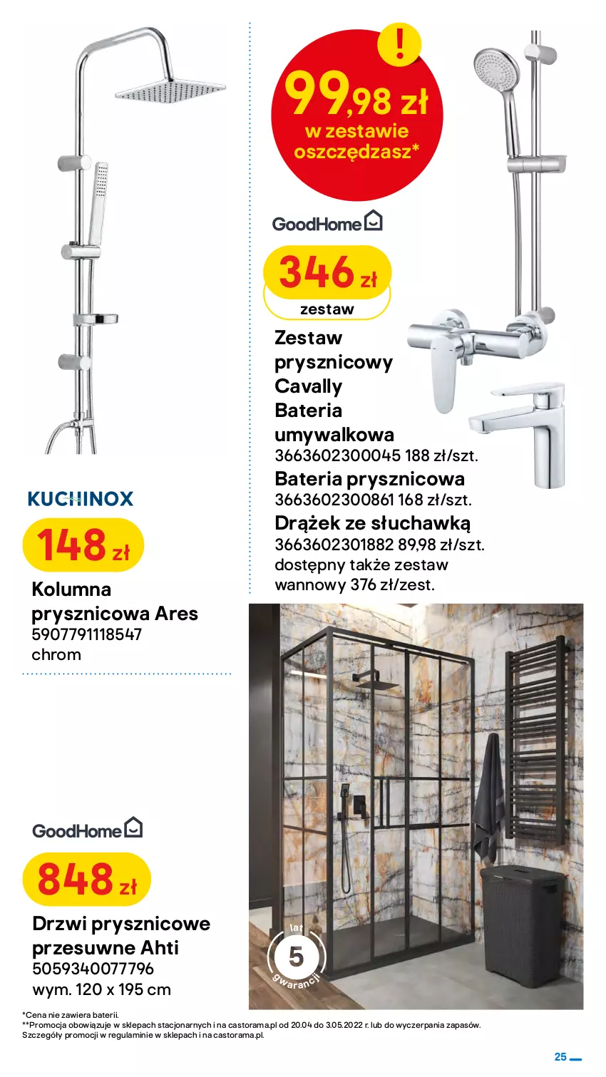 Gazetka promocyjna Castorama - ważna 20.04 do 03.05.2022 - strona 25 - produkty: Astor, Bateria, Bateria prysznicowa, Bateria umywalkowa, Drzwi, Kompakt WC, Rama, Szafka, Zestaw podtynkowy WC, Zestaw prysznicowy, Zestaw wannowy