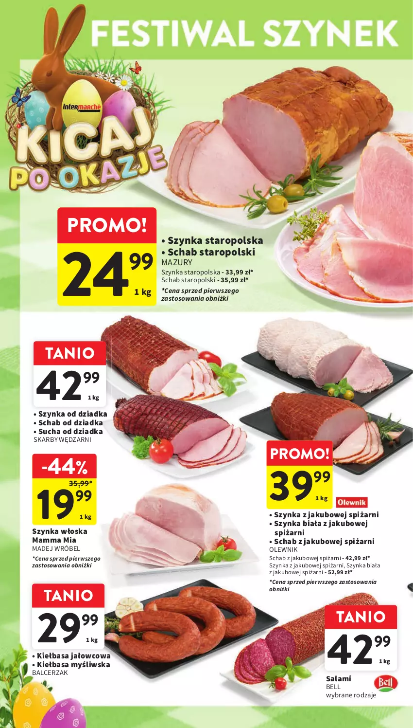 Gazetka promocyjna Intermarche - Gazetka Intermarche - ważna 26.03 do 30.03.2024 - strona 10 - produkty: Bell, Kiełbasa, Madej Wróbel, Olewnik, Salami, Szynka, Szynka biała