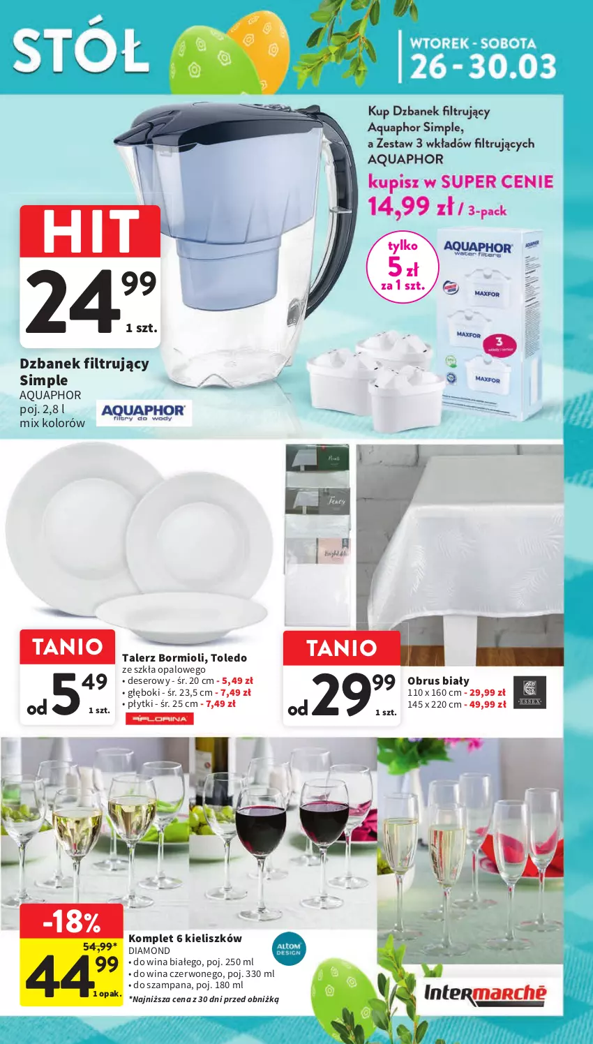 Gazetka promocyjna Intermarche - Gazetka Intermarche - ważna 26.03 do 30.03.2024 - strona 17 - produkty: Aquaphor, Deser, Dzbanek, Dzbanek filtrujący, Obrus, Ser, Talerz