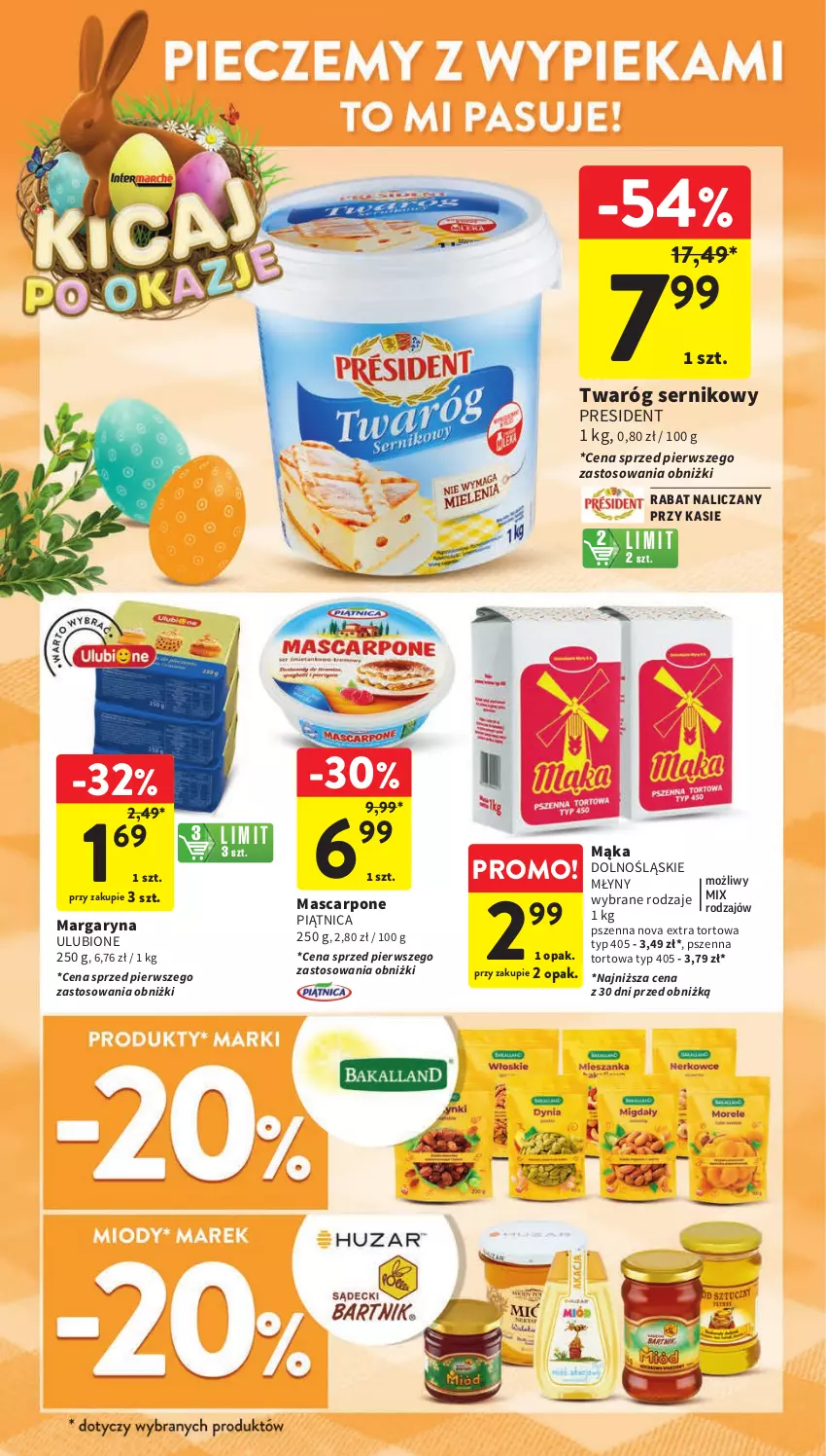 Gazetka promocyjna Intermarche - Gazetka Intermarche - ważna 26.03 do 30.03.2024 - strona 18 - produkty: Mąka, Margaryna, Mascarpone, Piątnica, Ser, Twaróg