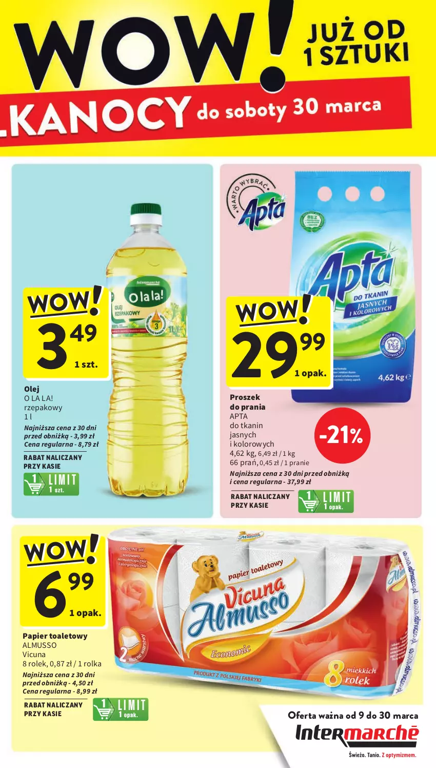 Gazetka promocyjna Intermarche - Gazetka Intermarche - ważna 26.03 do 30.03.2024 - strona 3 - produkty: Mus, Olej, Papier, Papier toaletowy, Proszek do prania