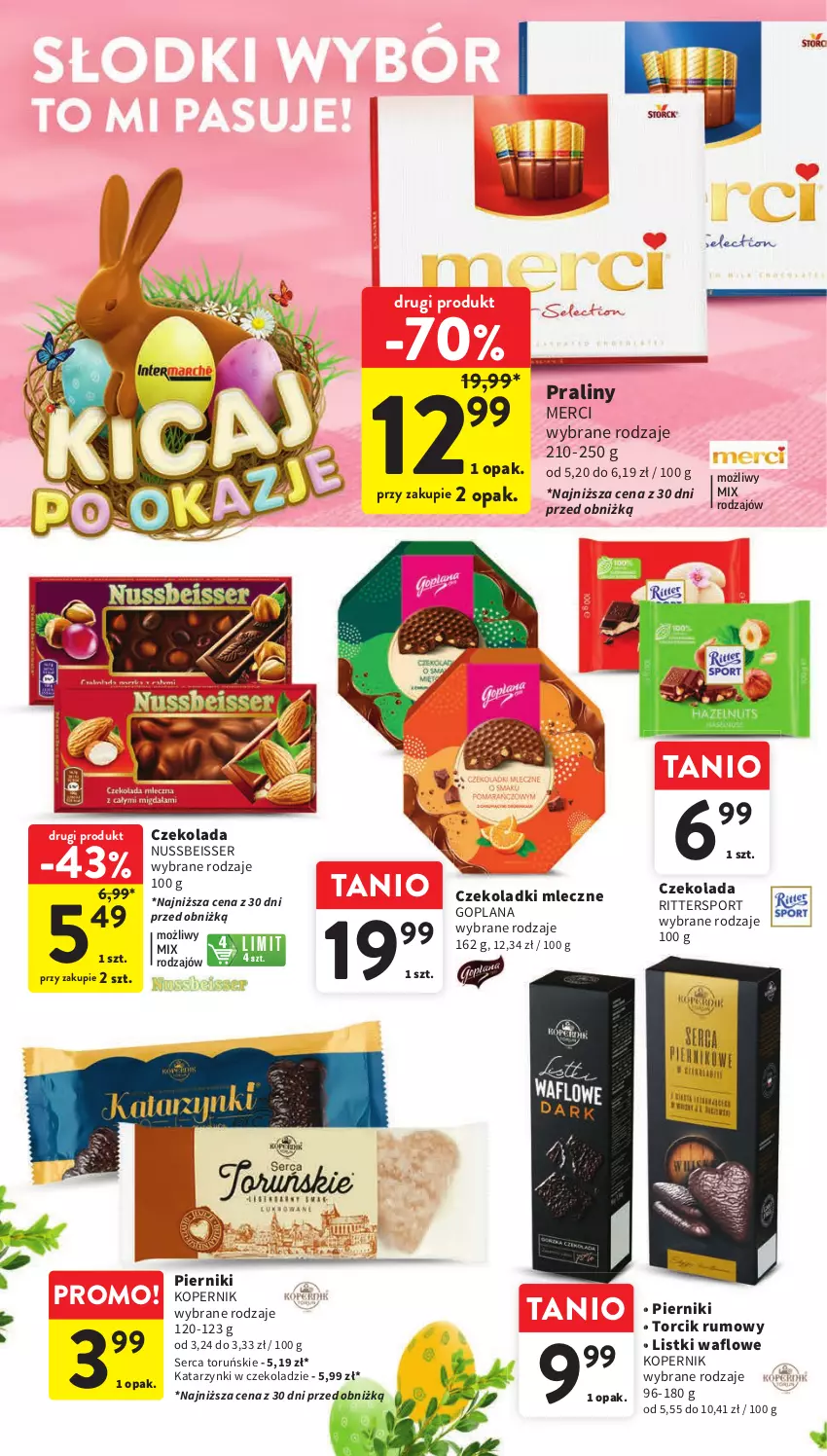 Gazetka promocyjna Intermarche - Gazetka Intermarche - ważna 26.03 do 30.03.2024 - strona 38 - produkty: Czekolada, Goplana, LANA, Merci, Piernik, Por, Praliny, Rum, Ser, Sport