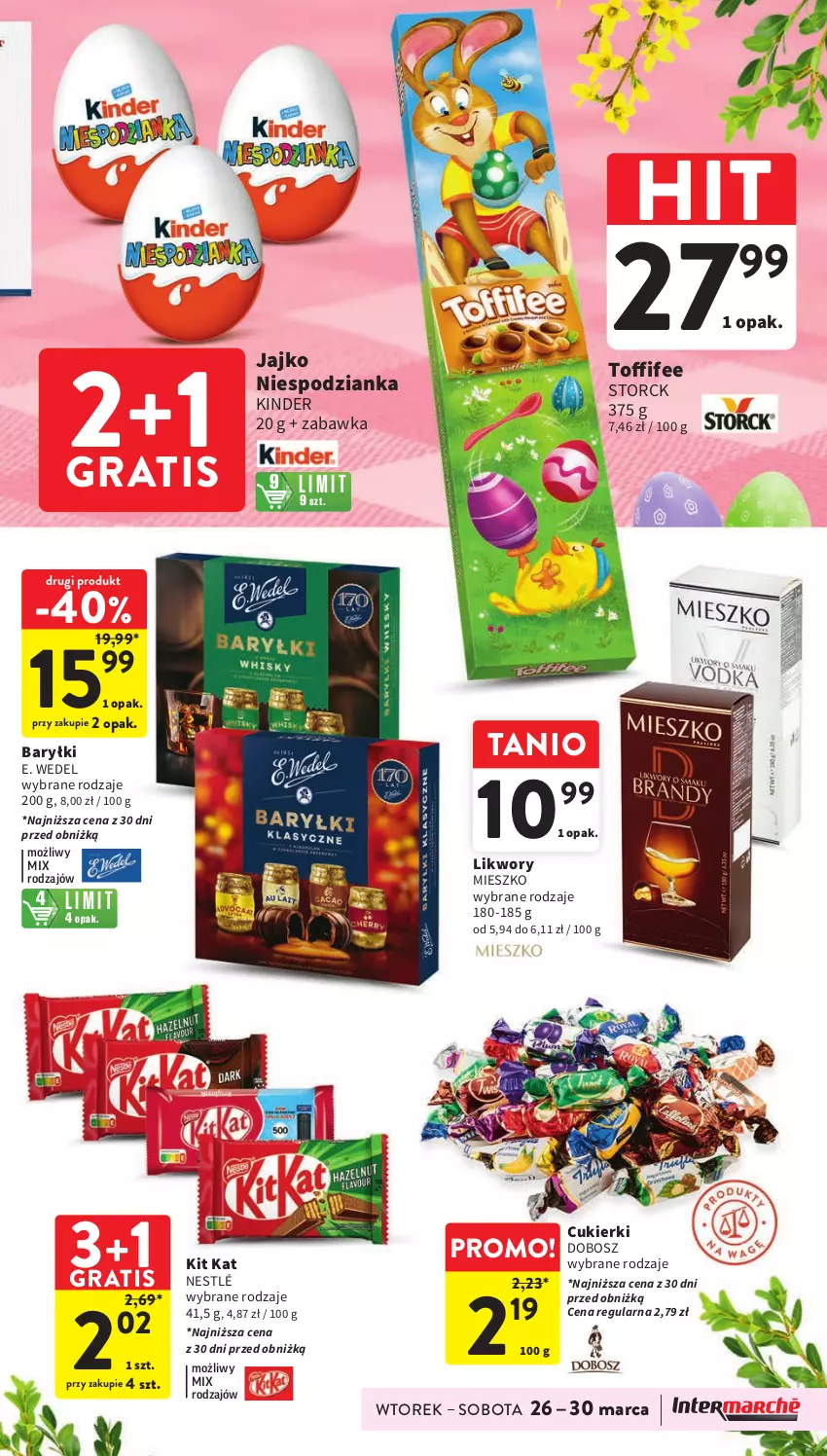 Gazetka promocyjna Intermarche - Gazetka Intermarche - ważna 26.03 do 30.03.2024 - strona 39 - produkty: Baryłki, Cukier, Cukierki, E. Wedel, Gra, Kinder, Kit Kat, Nestlé, Zabawka