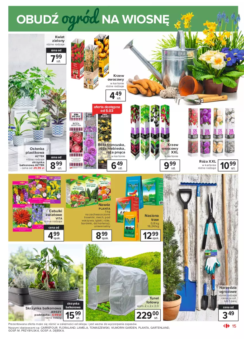 Gazetka promocyjna Carrefour - Gazetka Market - ważna 01.03 do 13.03.2021 - strona 15 - produkty: Flora, Nawóz, Ogród, Osłonka, Róża, Tunel, Warzywa