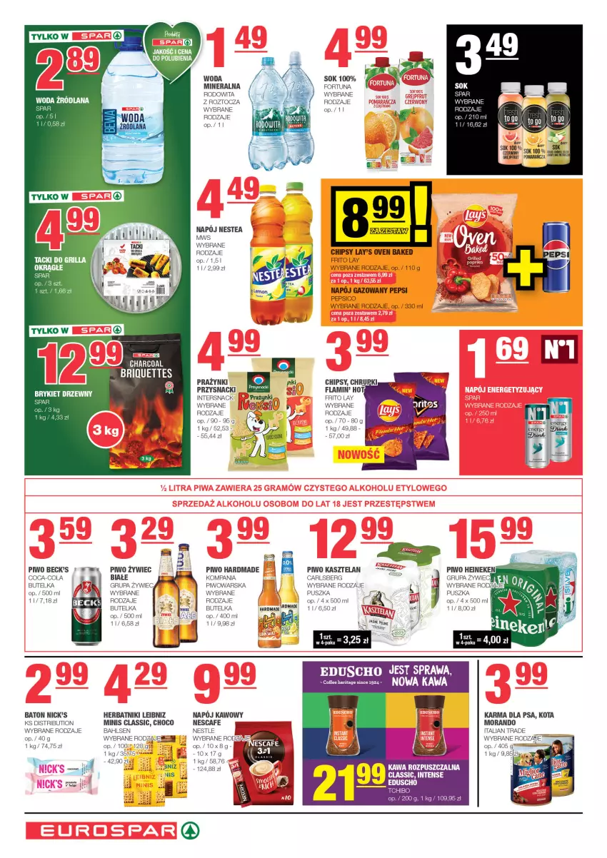 Gazetka promocyjna Spar - EuroSpar - ważna 19.05 do 29.05.2024 - strona 6 - produkty: Baton, Carlsberg, Chipsy, Coca-Cola, Fortuna, Heineken, Herbatniki, Kasztelan, Kawa, Kawa rozpuszczalna, Koc, LANA, Napój, Nestea, Pepsi, Piwo, Przysnacki, Sok, Tchibo, Woda